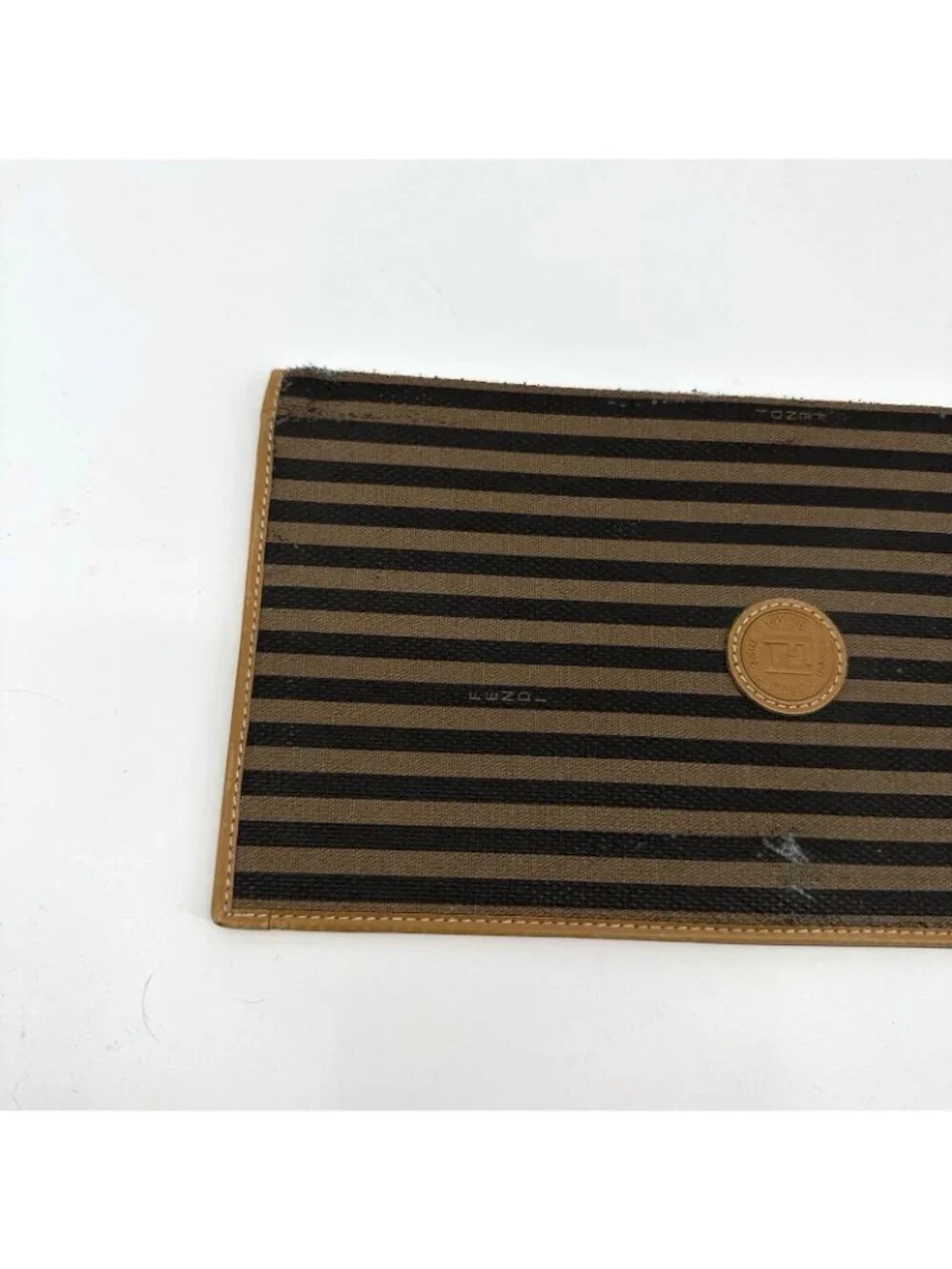 vintage FENDI PEQUIN stripe portfolio clutch wallet document holder italy